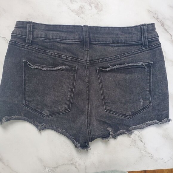 Zara Black Distressed Denim Jean Shorts Women's 4 - Picture 2 of 6